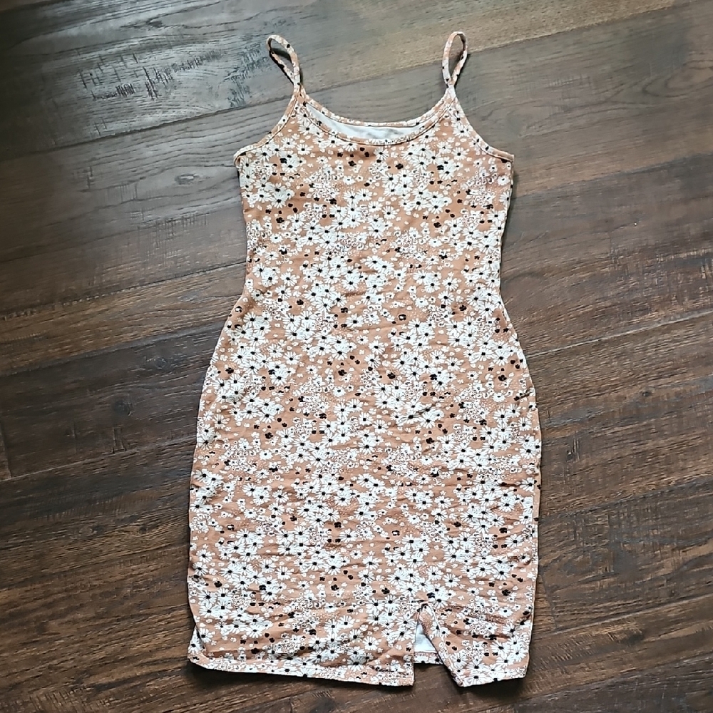 Wild Fable Ruched Sheath Mini Dress White Brown